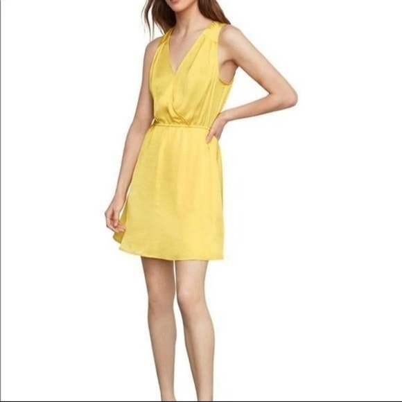 BCBGMAXAZRIA Yellow Satin Dre - Picture 1 of 4
